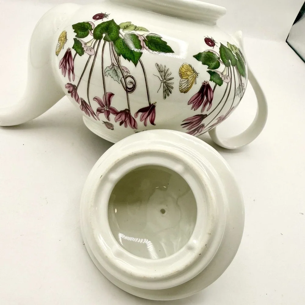 Vintage Portmeirion Botanic Garden 1 Pint Teapot Pink Cyclamen Made in Britain